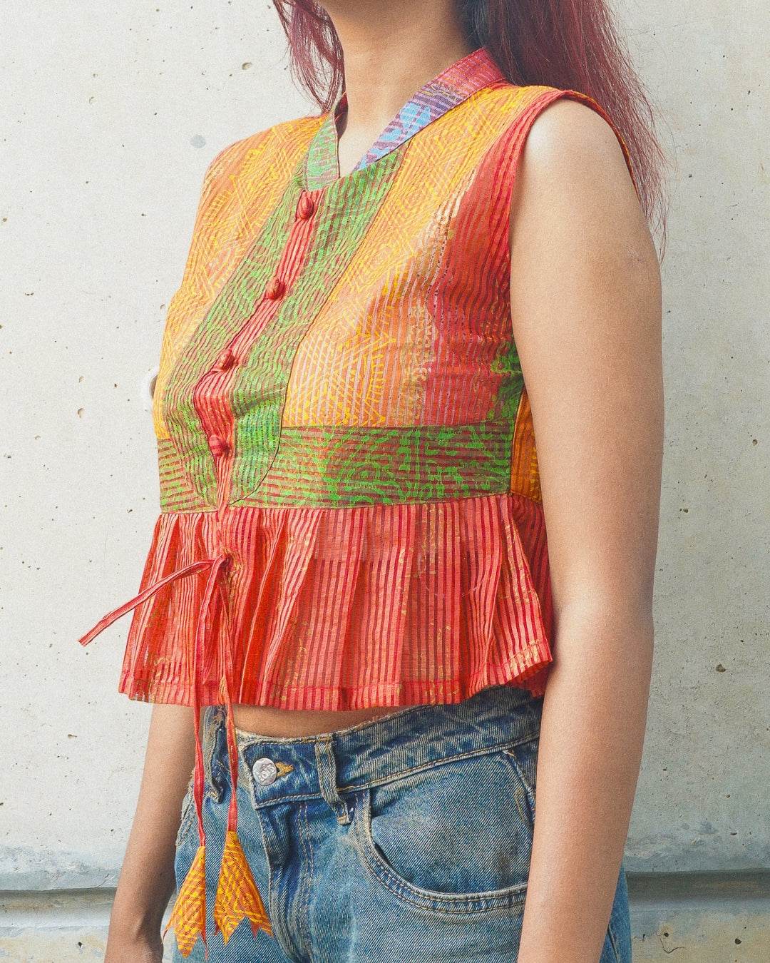 Multi Colored Saree Top - Arka Studio