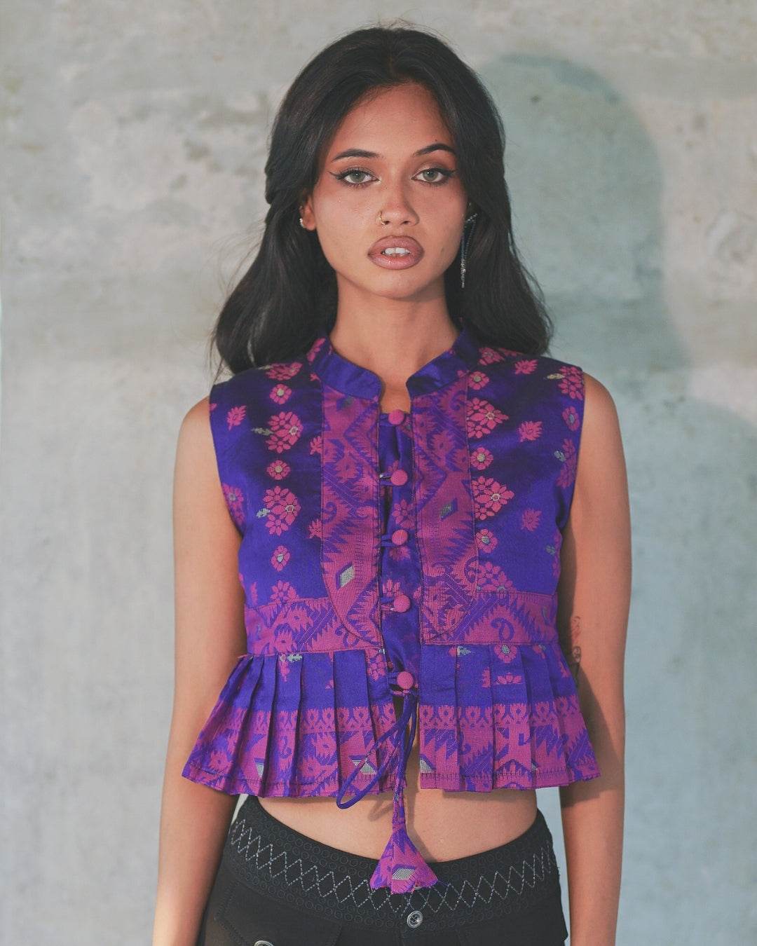 Purple Saree Top - Arka Studio