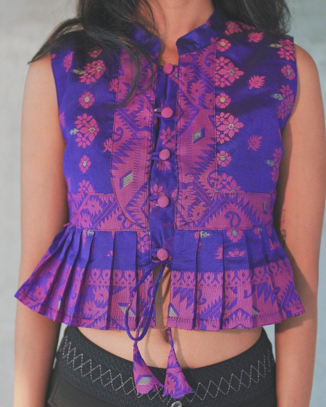 Purple Saree Top - Arka Studio