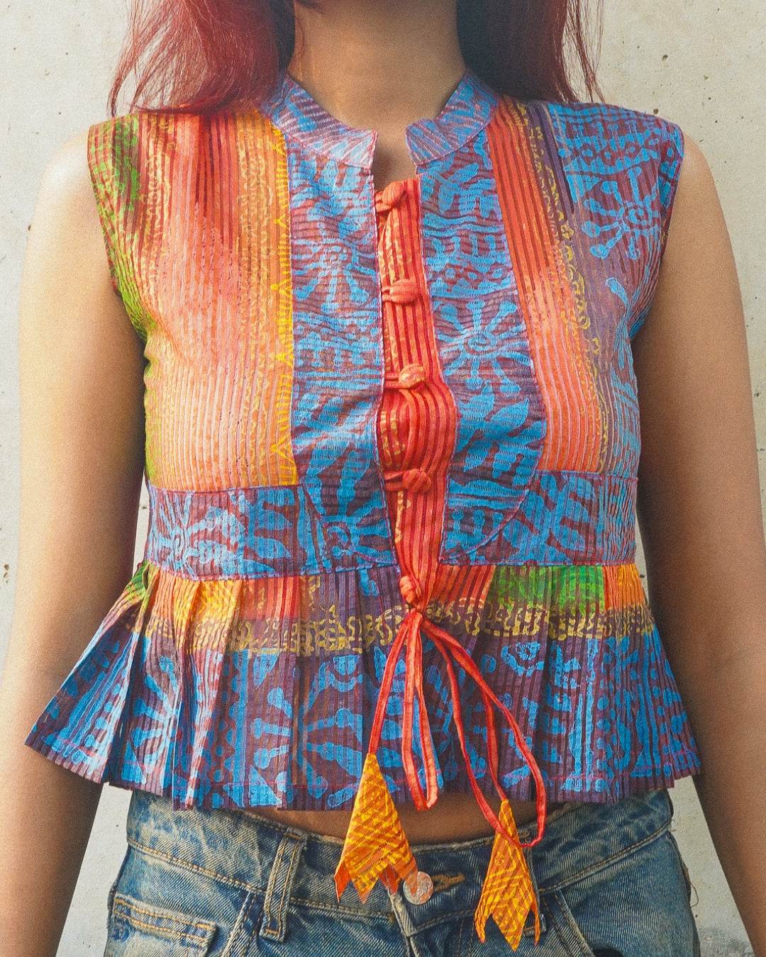 Multi Colored Saree Top - Arka Studio