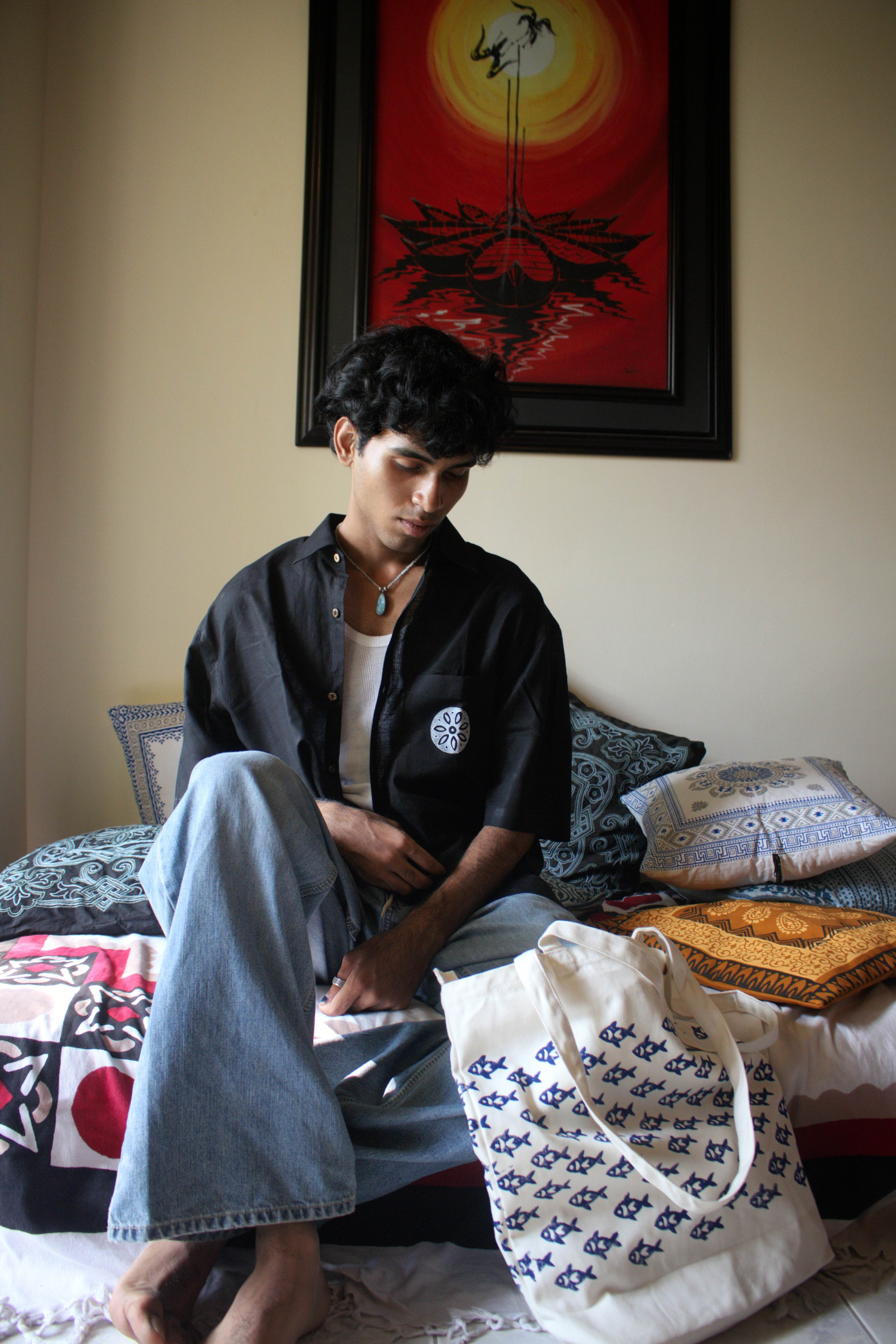 Black Jamdani Shirt - Arka Studio