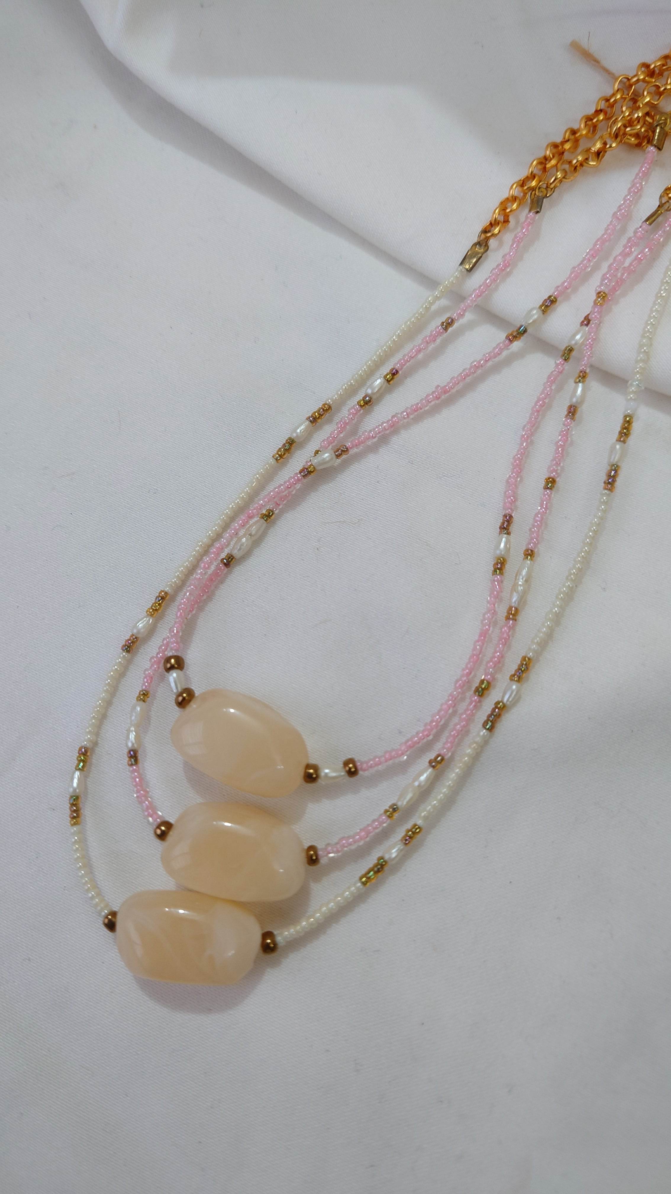 Offwhite Stone Beaded Neckpiece - Arka Studio