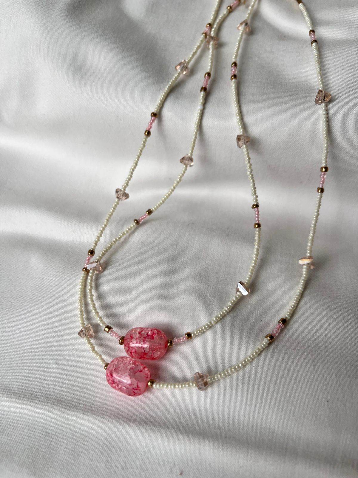 Pink Miracle Jade Stone Beaded Neckpiece - Arka Studio