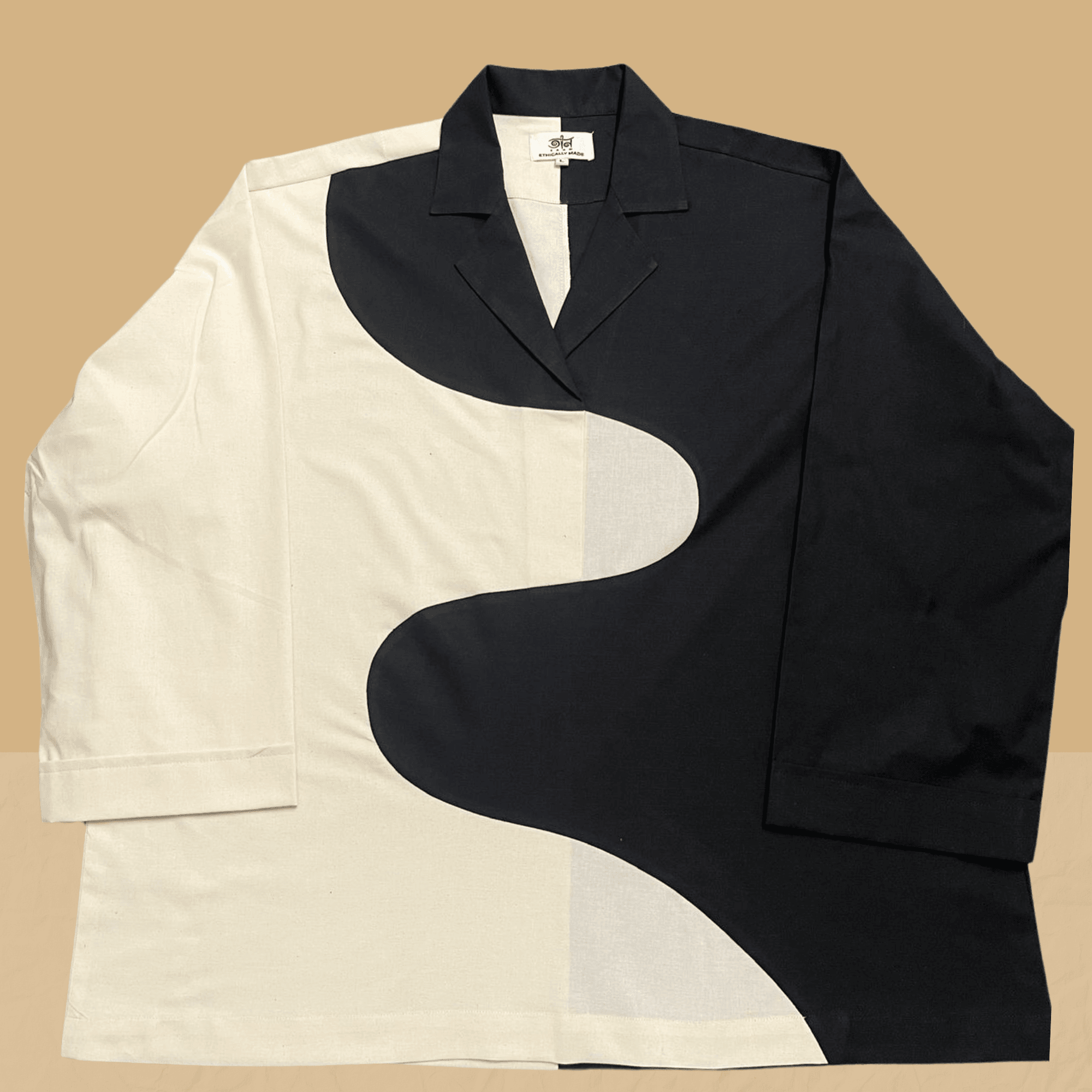 Black and Ivory White Co-Ord Set (Asymmetric Cut) - Arka Studio