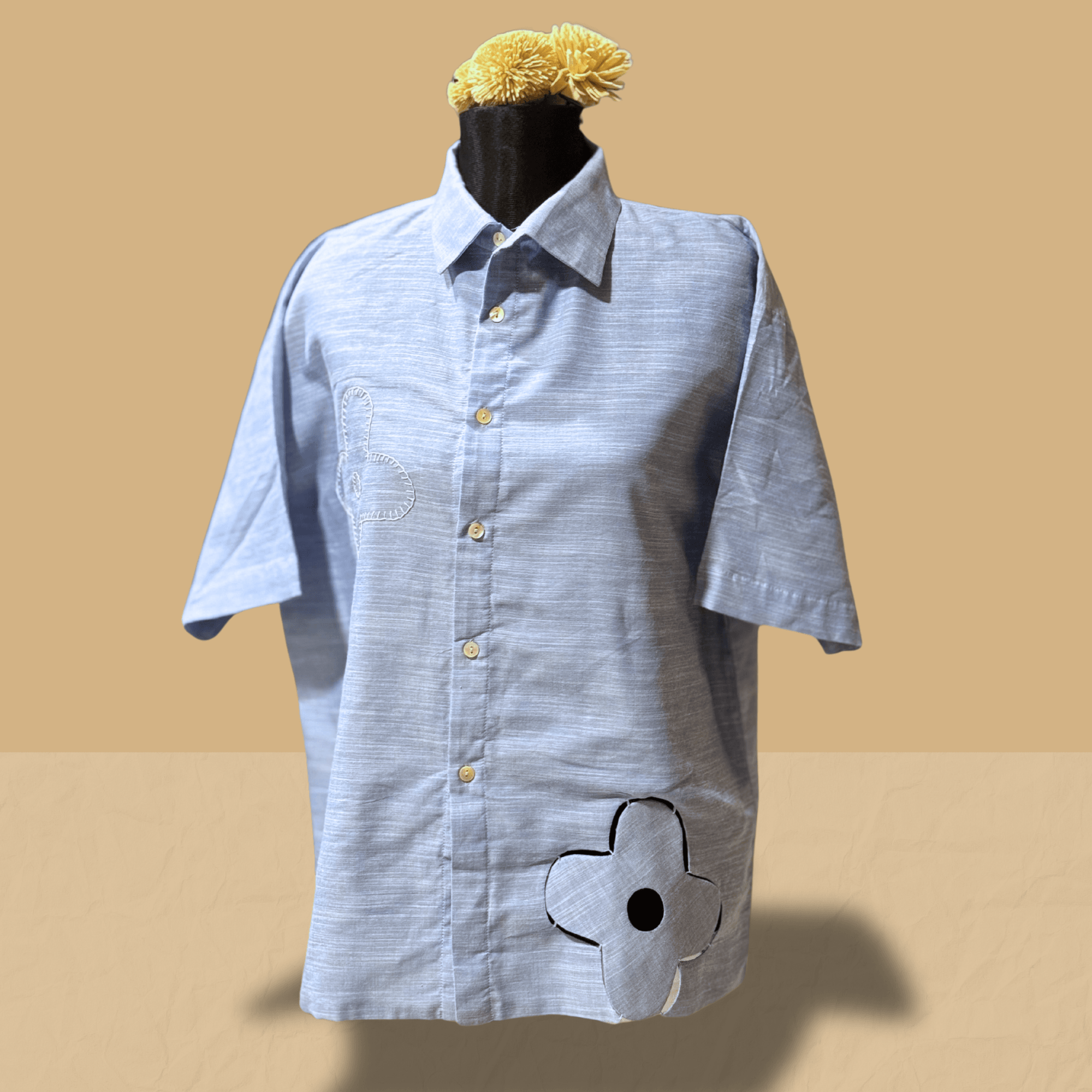 Powder Blue Drop-Shoulder Unisex Cotton Shirt - Arka Studio