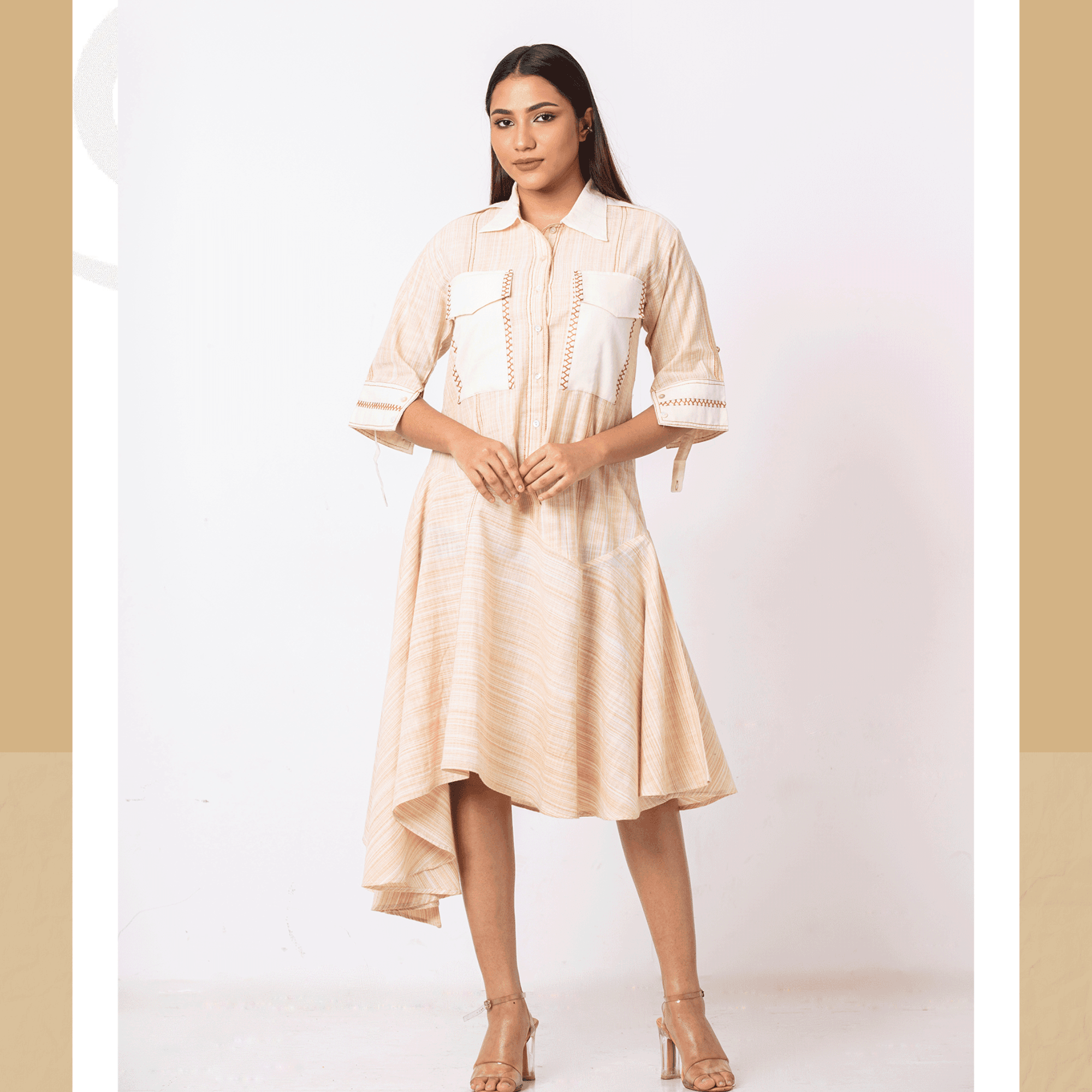 Chic Beige Midi Dress - Arka Studio