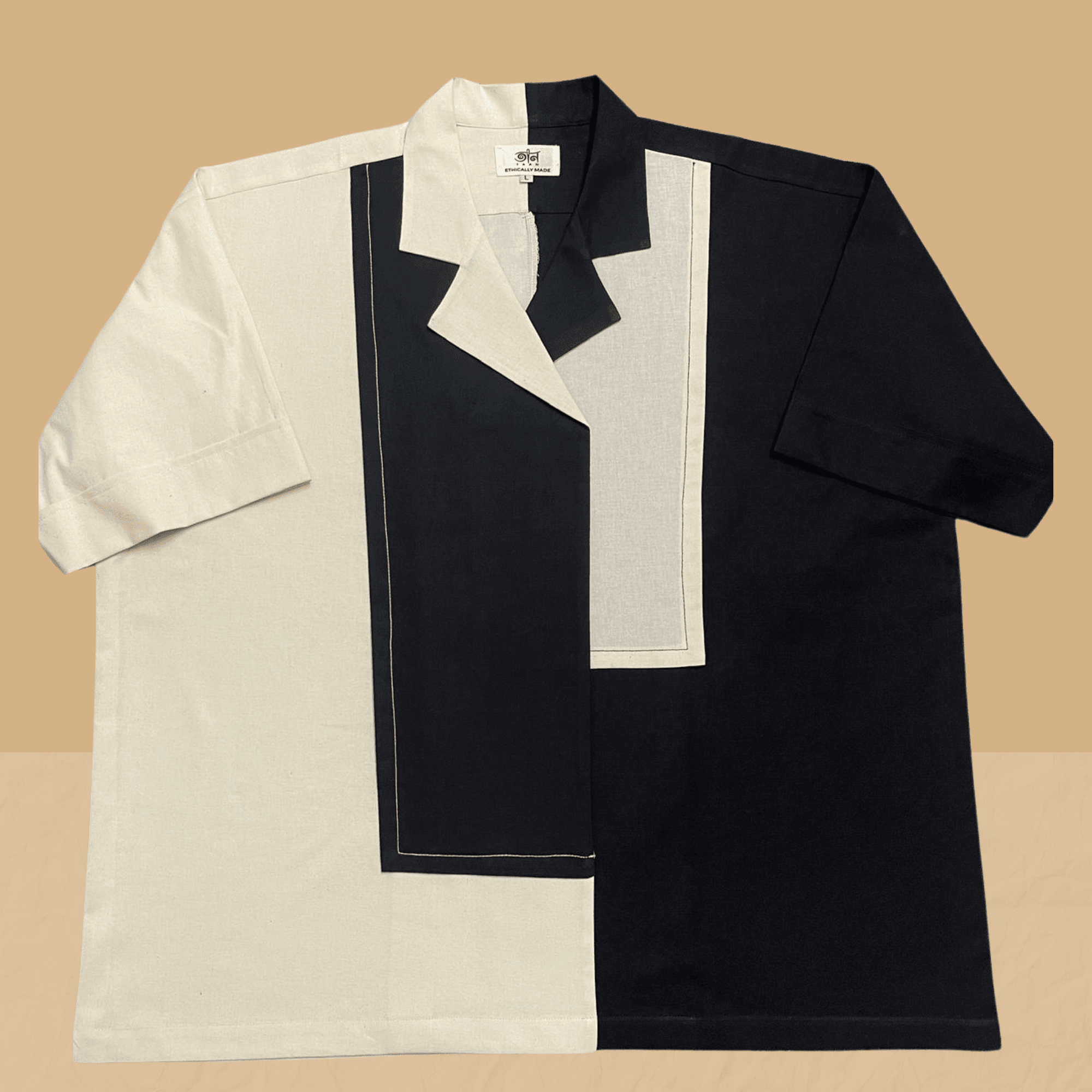 Black and Ivory White Co-Ord Set (Reverse Cut) - Arka Studio