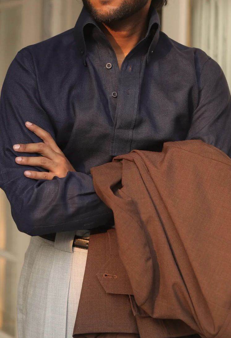 Midnight Blue Popover Shirt - Arka Studio