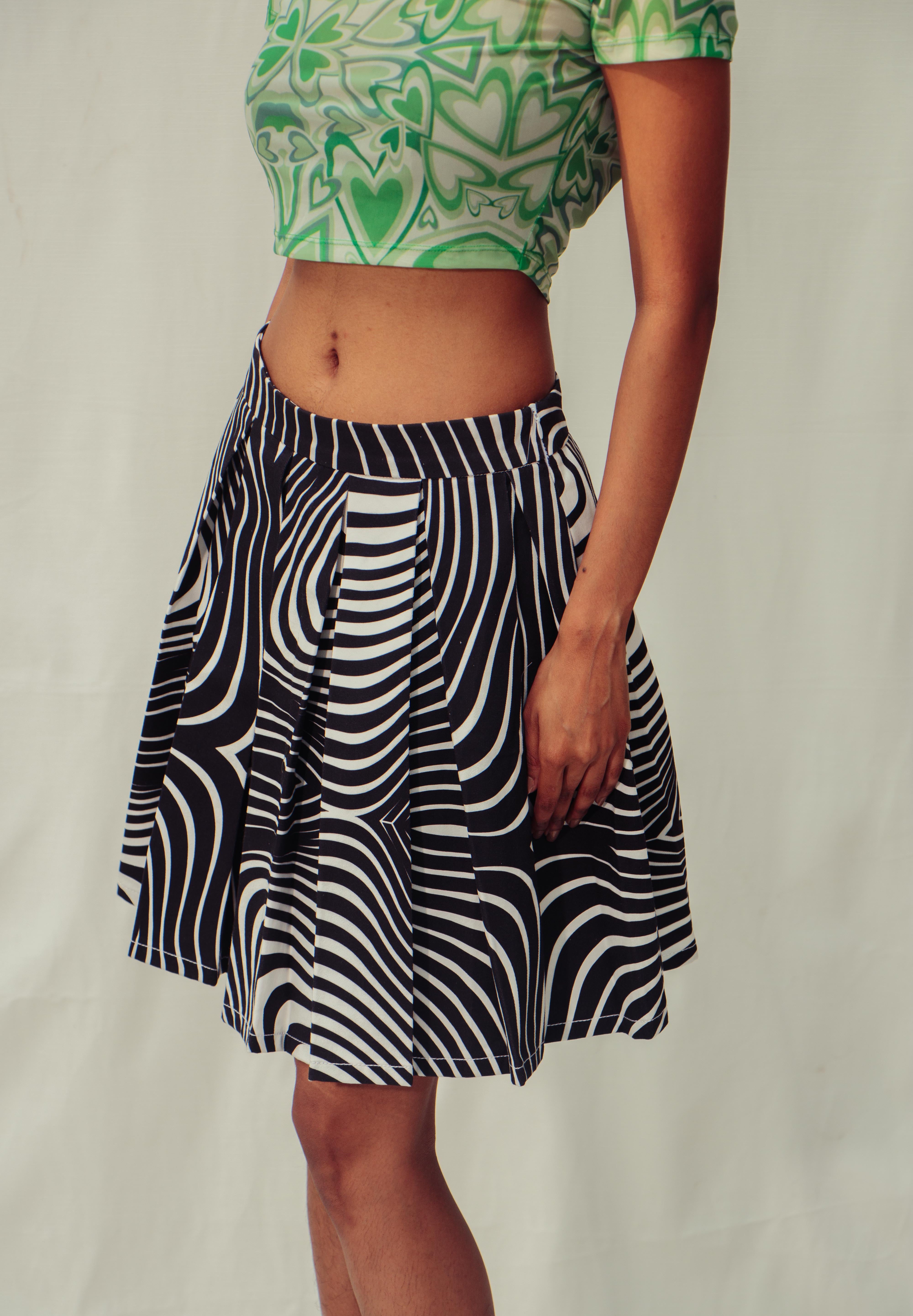 Spiral Pleated Midi Skirt