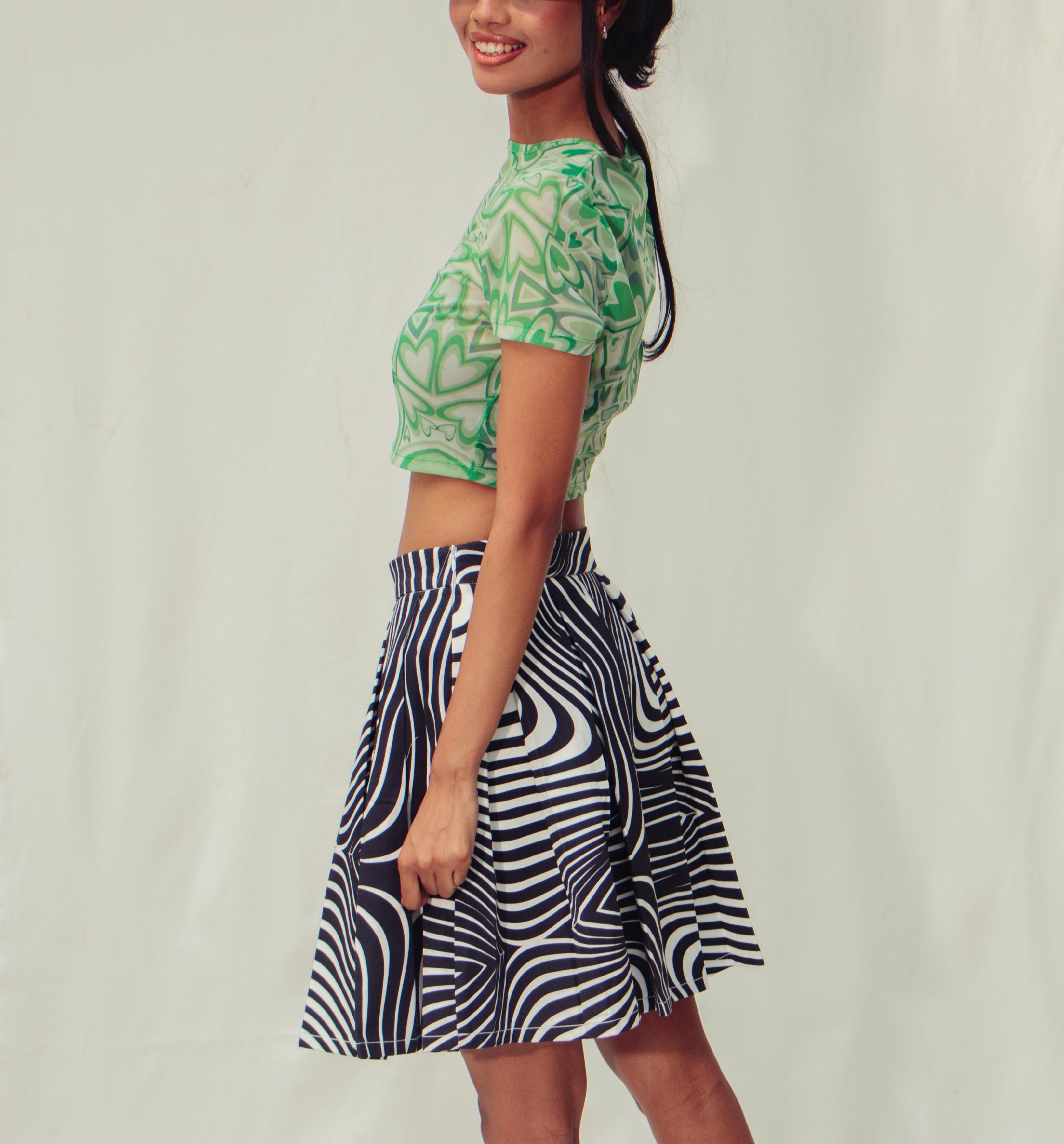 Spiral Pleated Midi Skirt