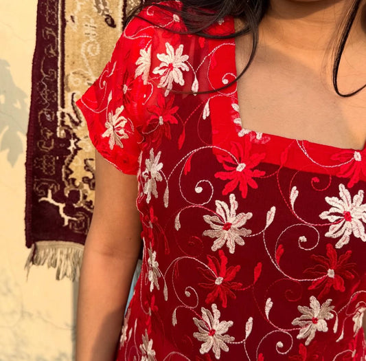 Red See Through Kameez